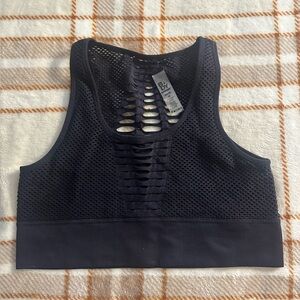 Garage Black Mesh Cutout Sports Top